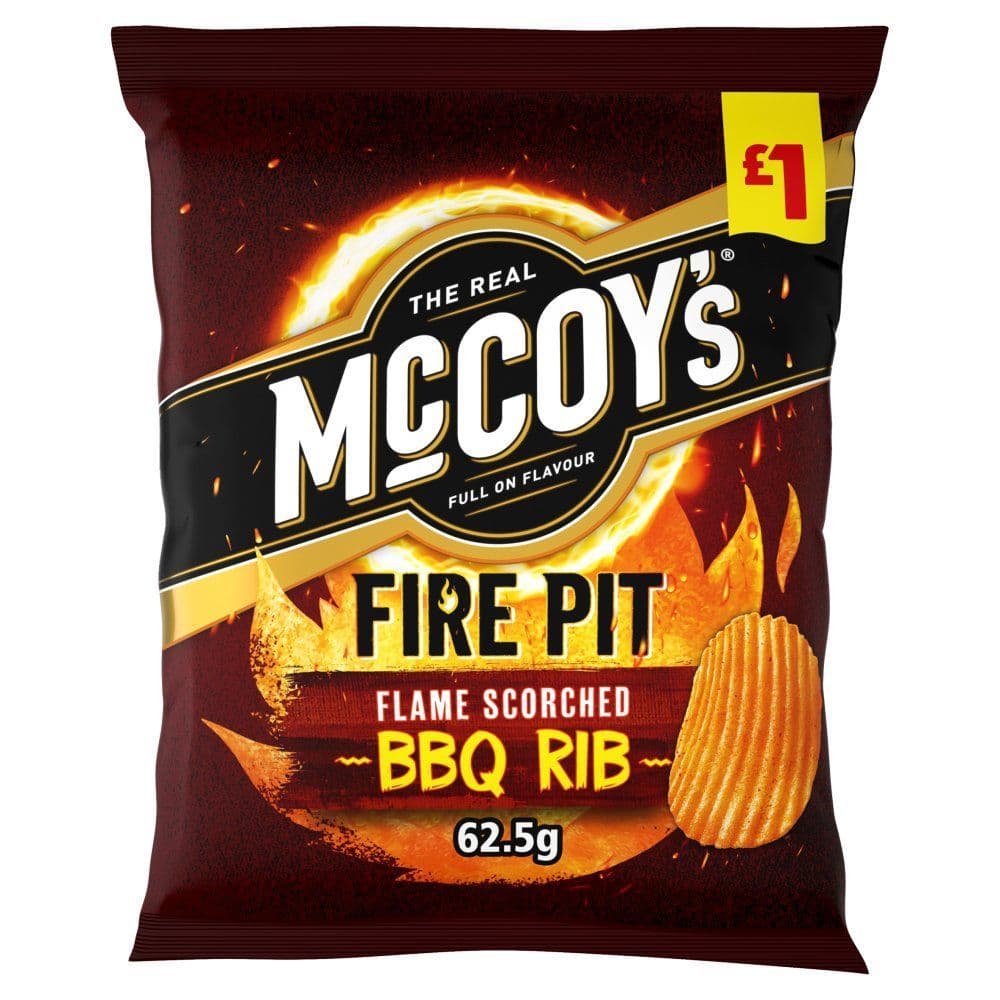 McCoy's Fire Pit Flame Scorched BBQ Rib Sharing Crisps 62.5g  ( UK )