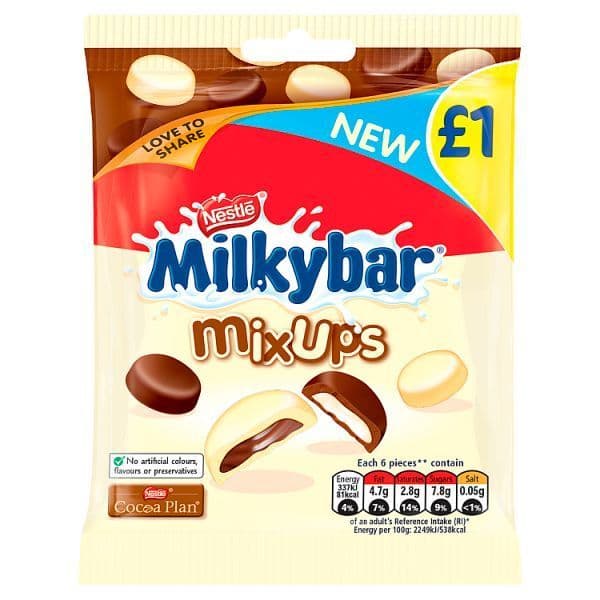 Milkybar Mix Ups White and Milk Chocolate Sharing Bag 78g (UK)