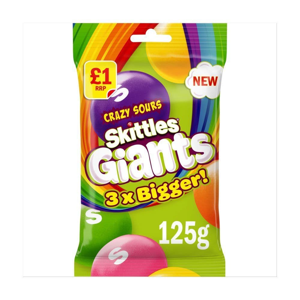 Skittles Giants Sour Sweets  125g Bag ( UK )