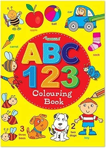 Squiggle ABC 123 Colouring Book A4 Size - Numbers Alphabet Fun Practice