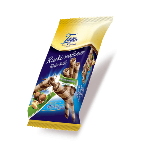 Tago Rurki Waflowe  ( Waffle Tubes ) Hazelnut   Cream 150g ( Poland )