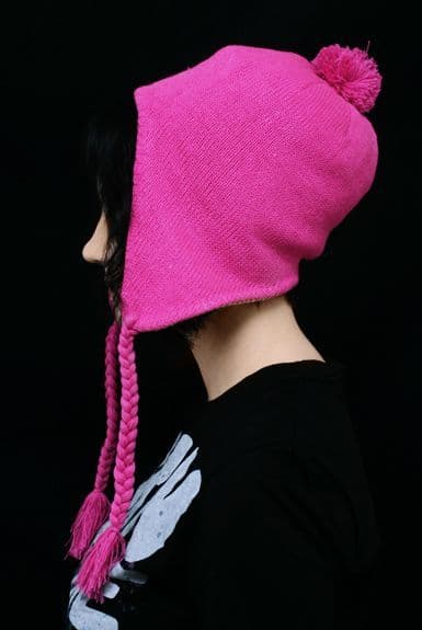 Tassel w/ Tie-Ups Beanie -Neon Hats