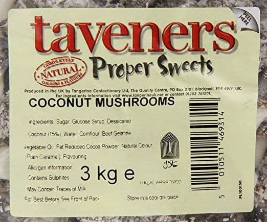 Taveners Coconut Mushrooms 100g  (UK)