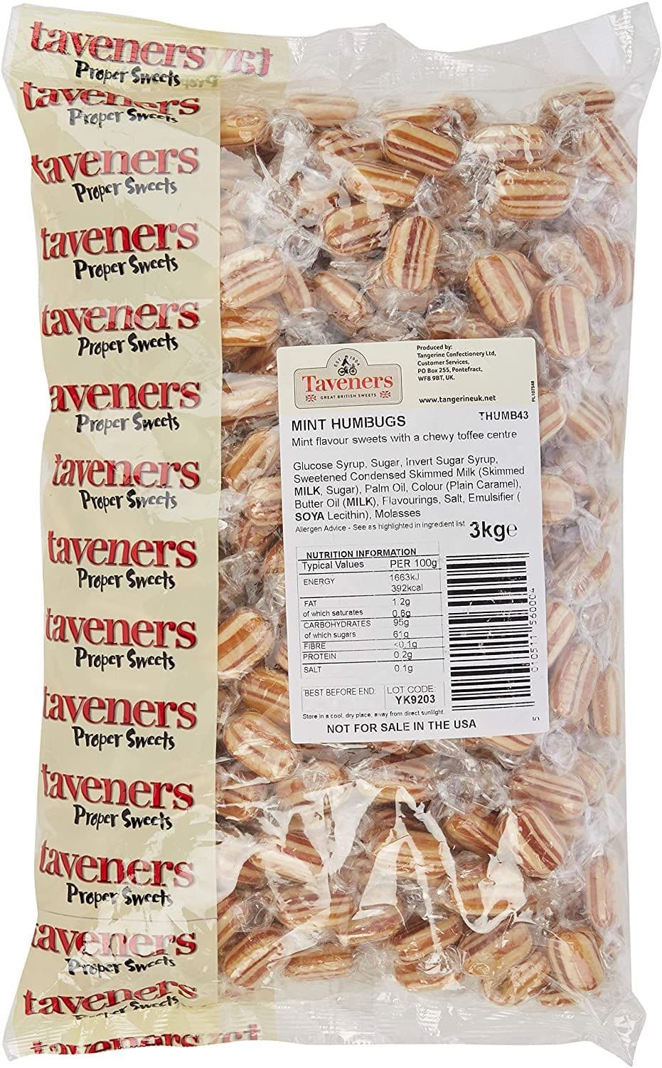 Taveners Mint Humbugs 100g ( UK )