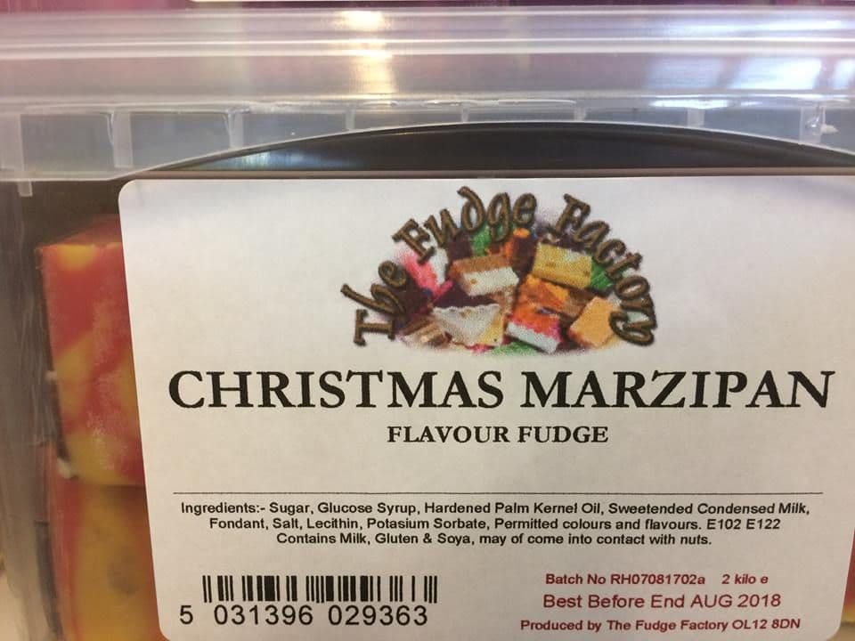 The Fudge Factory Christmas Marzipan Fudge 100g  (UK)