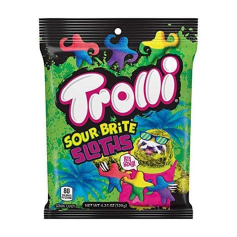 Trolli Sour Brite Sloths  120g Peg Bag ( US )