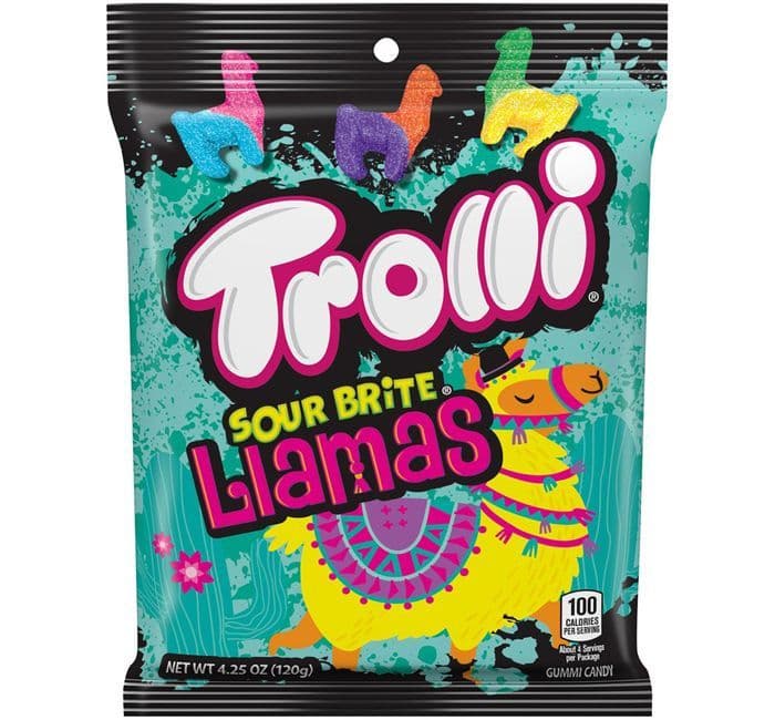 Trolli Sour Brite Tropical Llamas 120g Peg Bag  ( US )