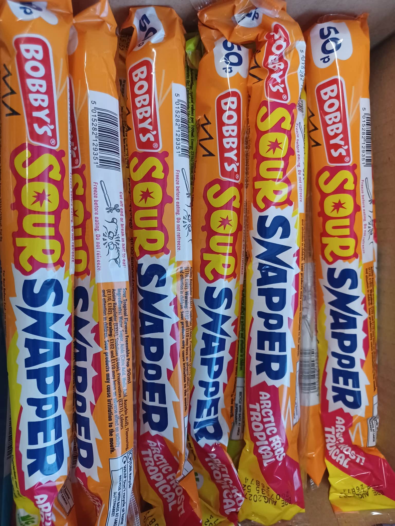 Bobby's Sour Ice Snappers  UNFROZEN ( UK )