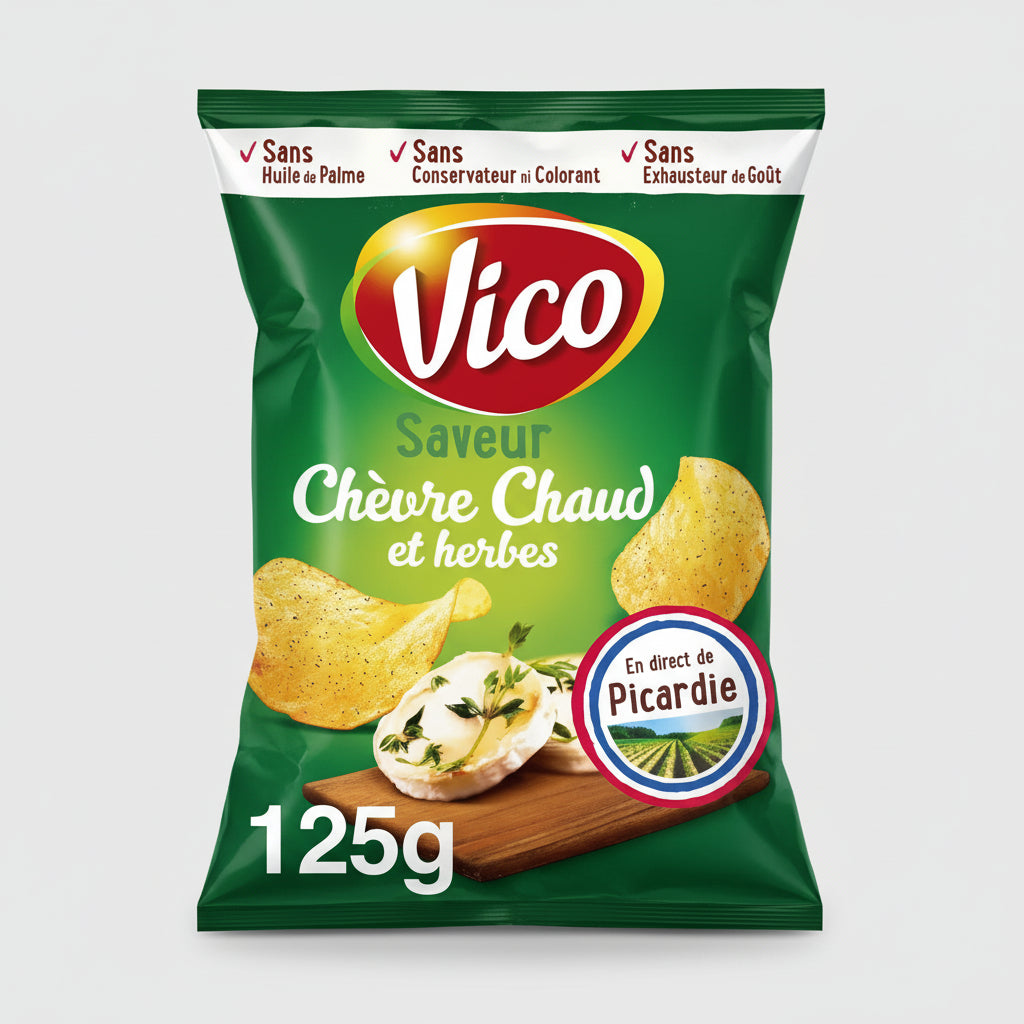 Vico Chips Hot Goat and Herbs Flavour 120g ( France )