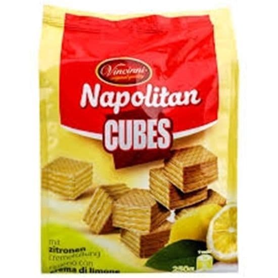 Vincinni Napolitan Cubes Lemon Cream Filled  250g ( North Macedonia )