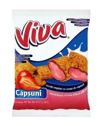 Viva Strawberry Filled Pillows 200g Bag  (Romania)