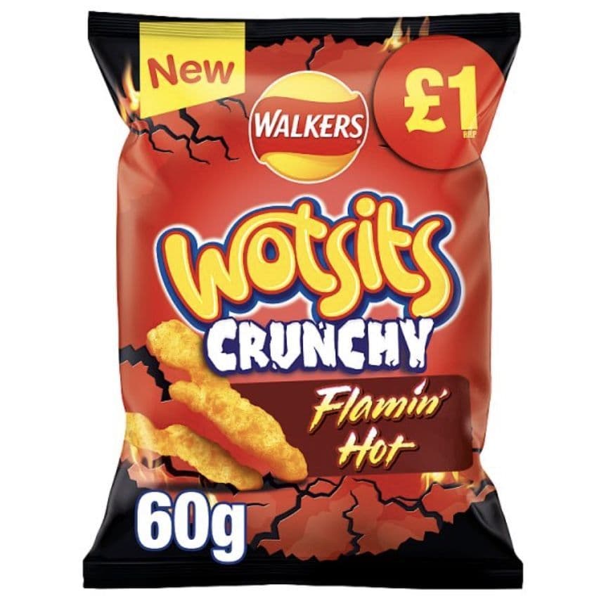 Walkers Wotsits Crunchy Flamin' Hot Snacks 60g ( UK )